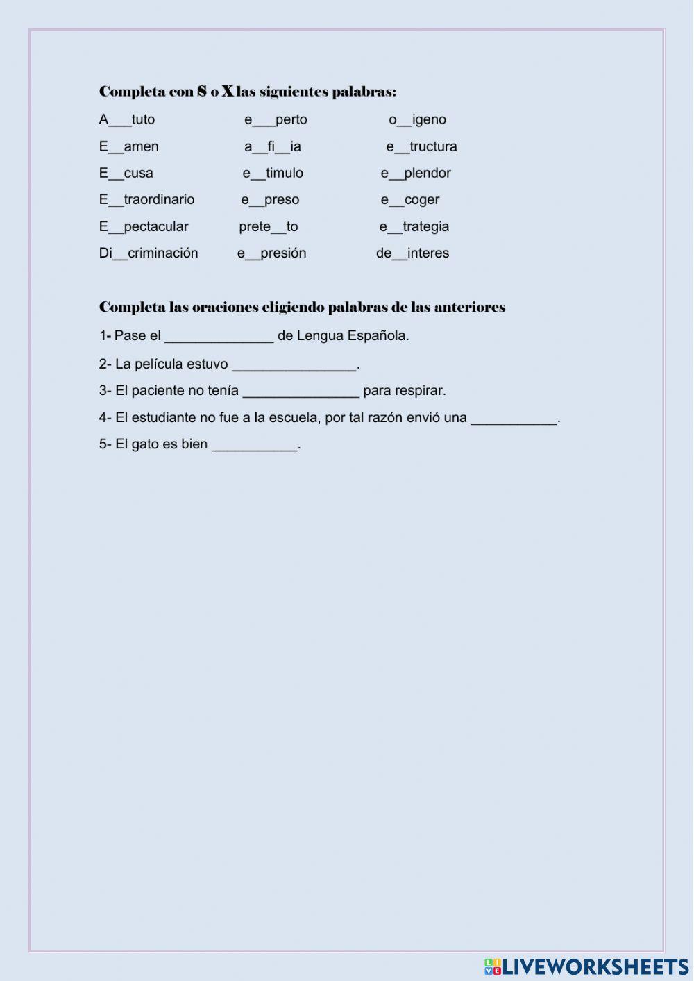 El uso de la s y la x