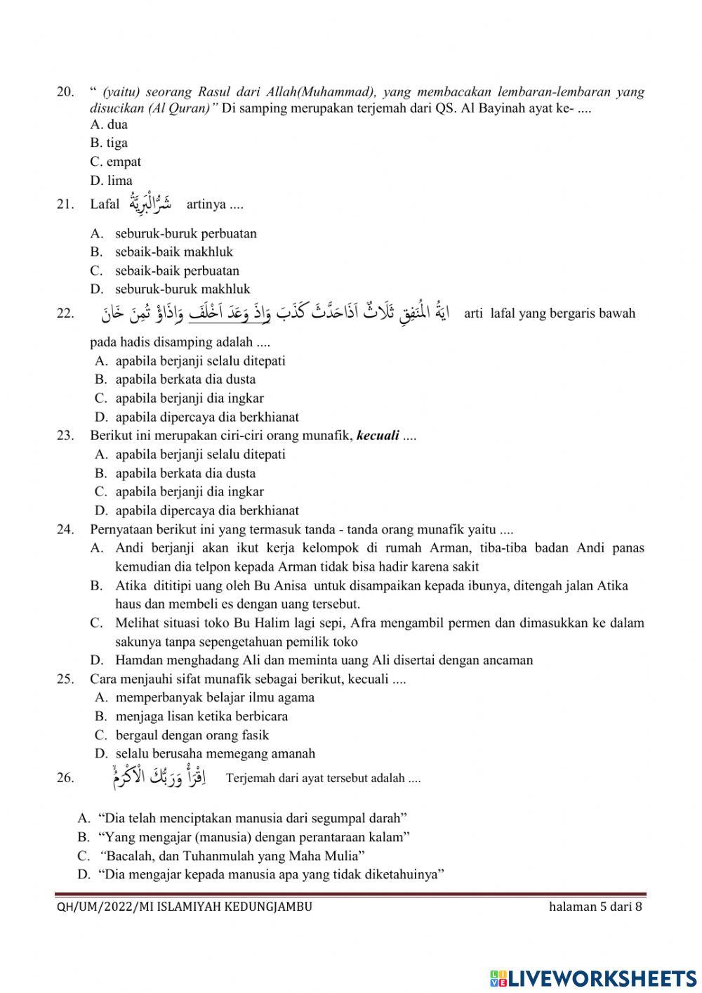Ujian Madrasah MI Islamiyah Kedungjambu