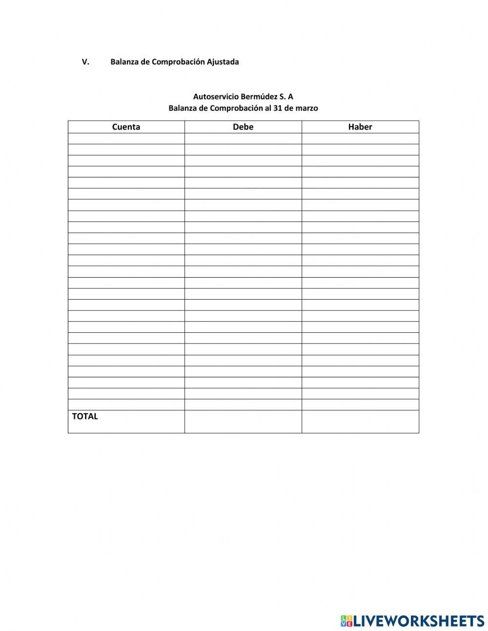 Diario General, Asientos de Ajuste y Balanza de Comprobación