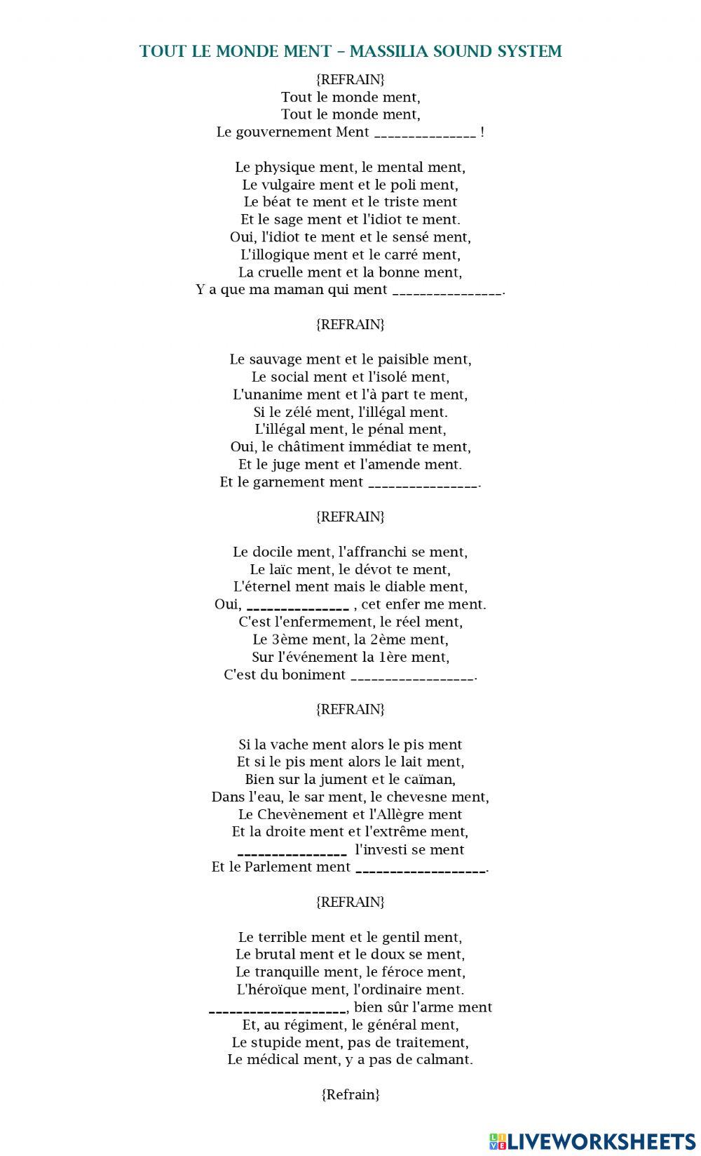 Chanson - Tout le monde MENT