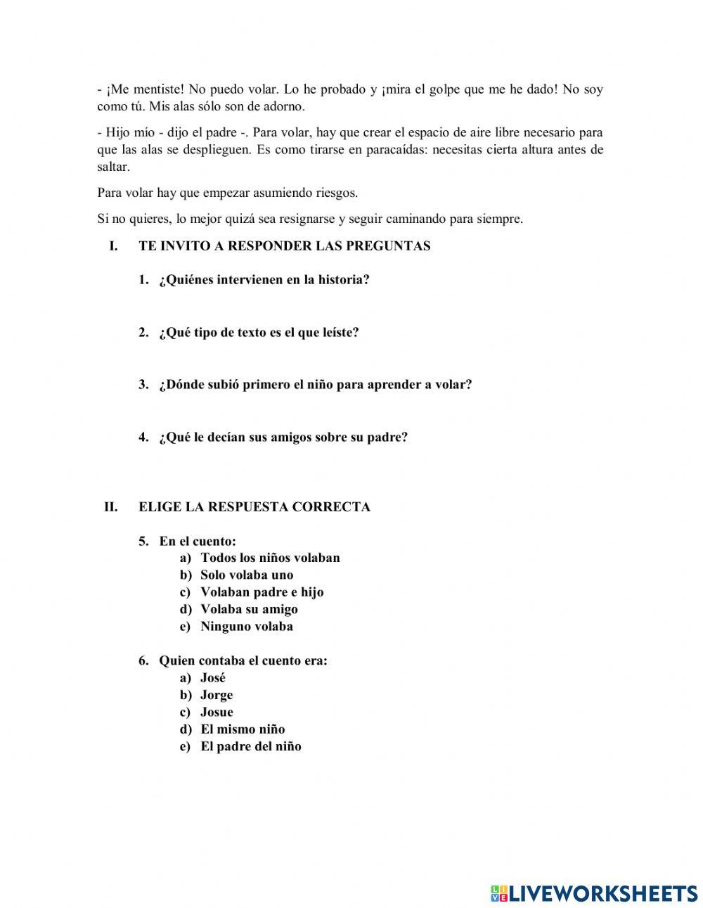 Ficha de comprensión lectora