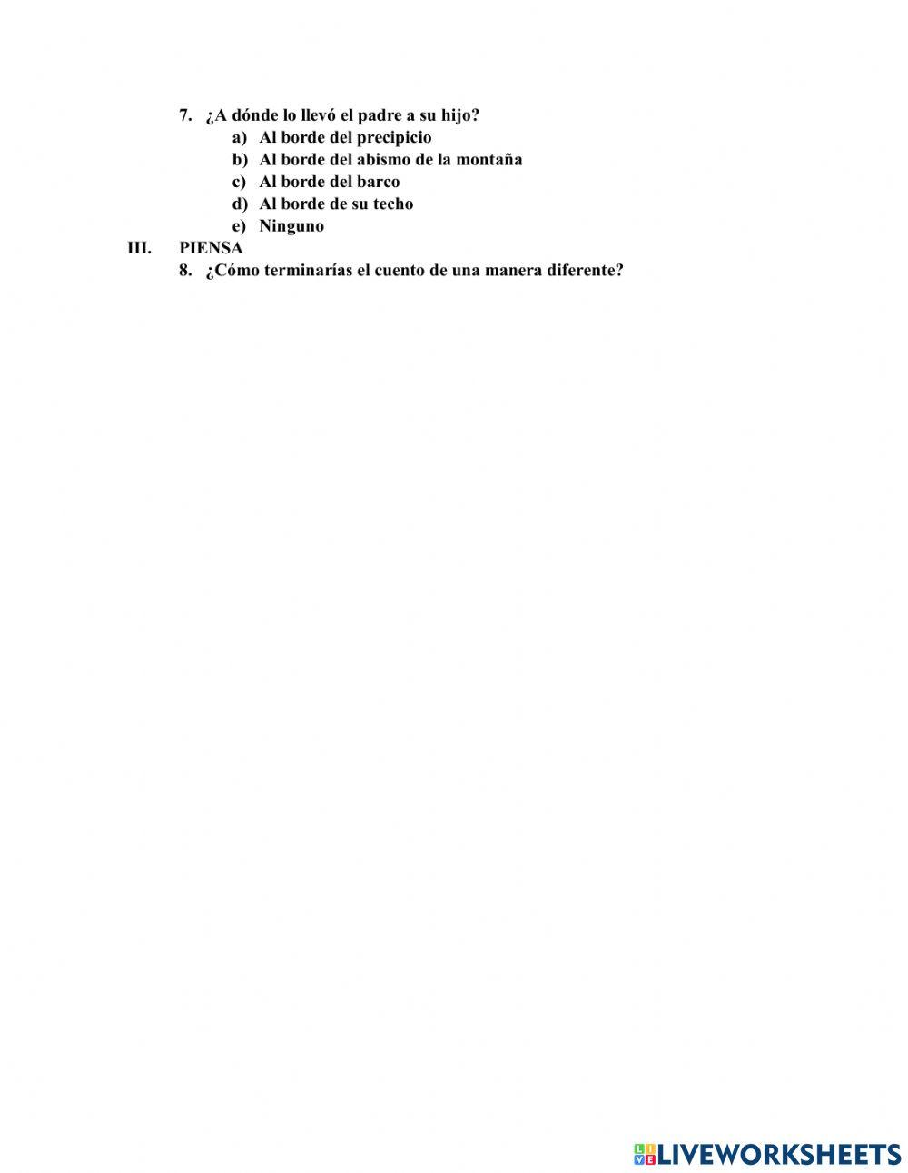 Ficha de comprensión lectora