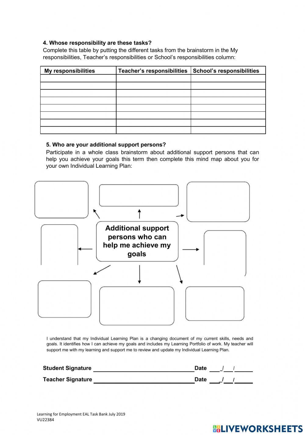 Task b my learning plan vu22358 element 2 online exercise for live