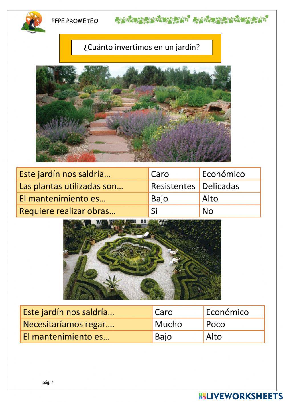Coste de un jardín