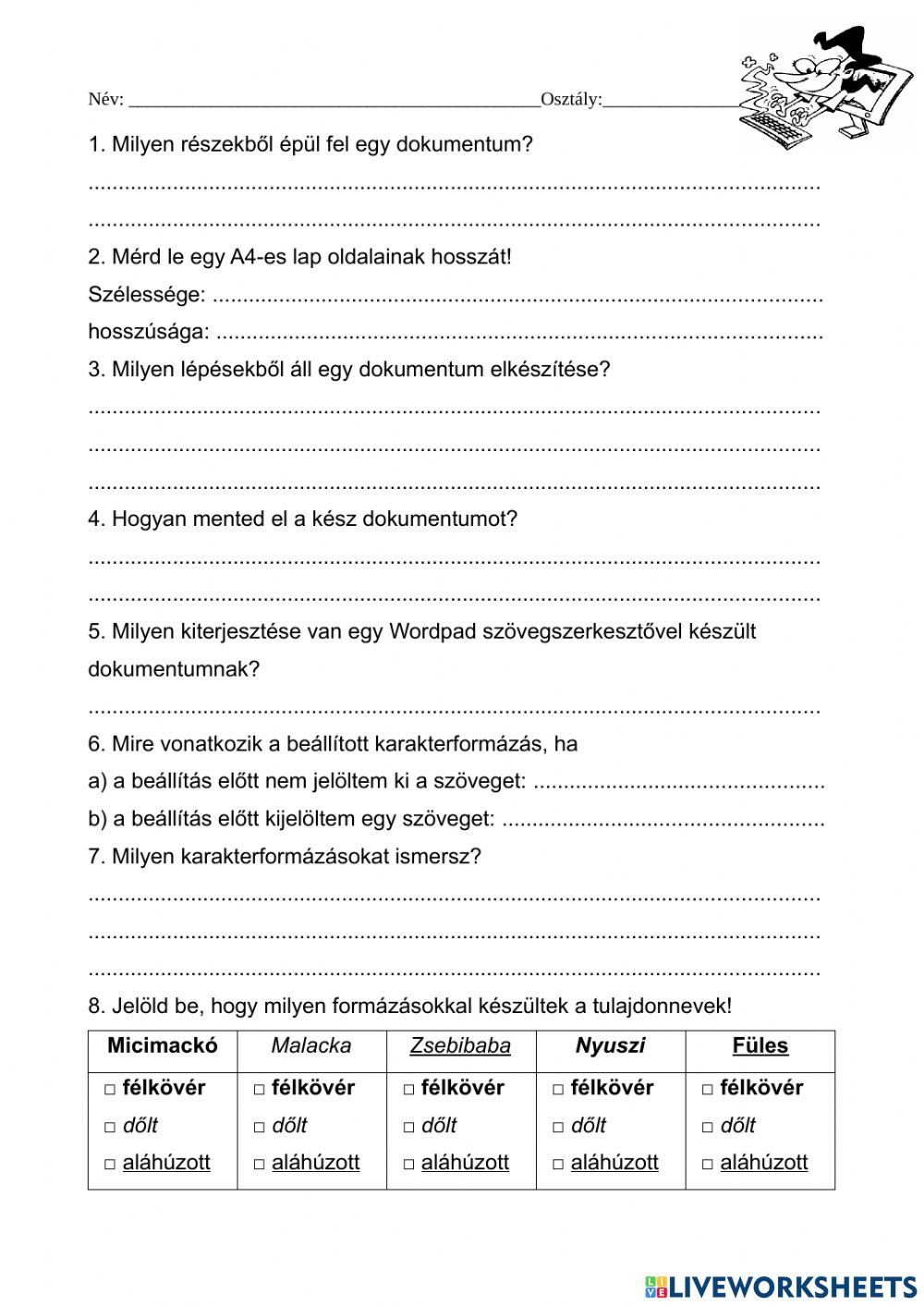 A szövegszerkesztés kezdő lépései