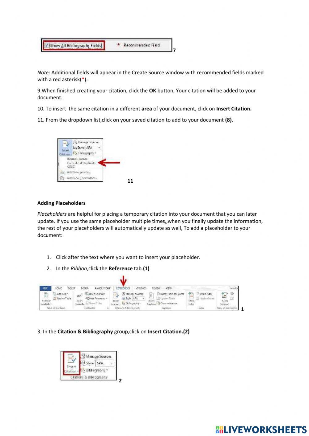 Lesson 3 Inserting Citations and Placeholders