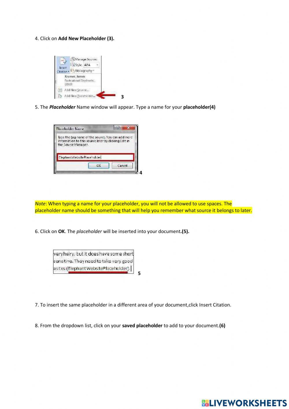 Lesson 3 Inserting Citations and Placeholders