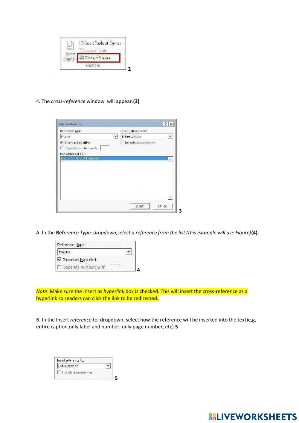 Lesson 5 Inserting Captions to Pictures or Tables  and Cross-Reference