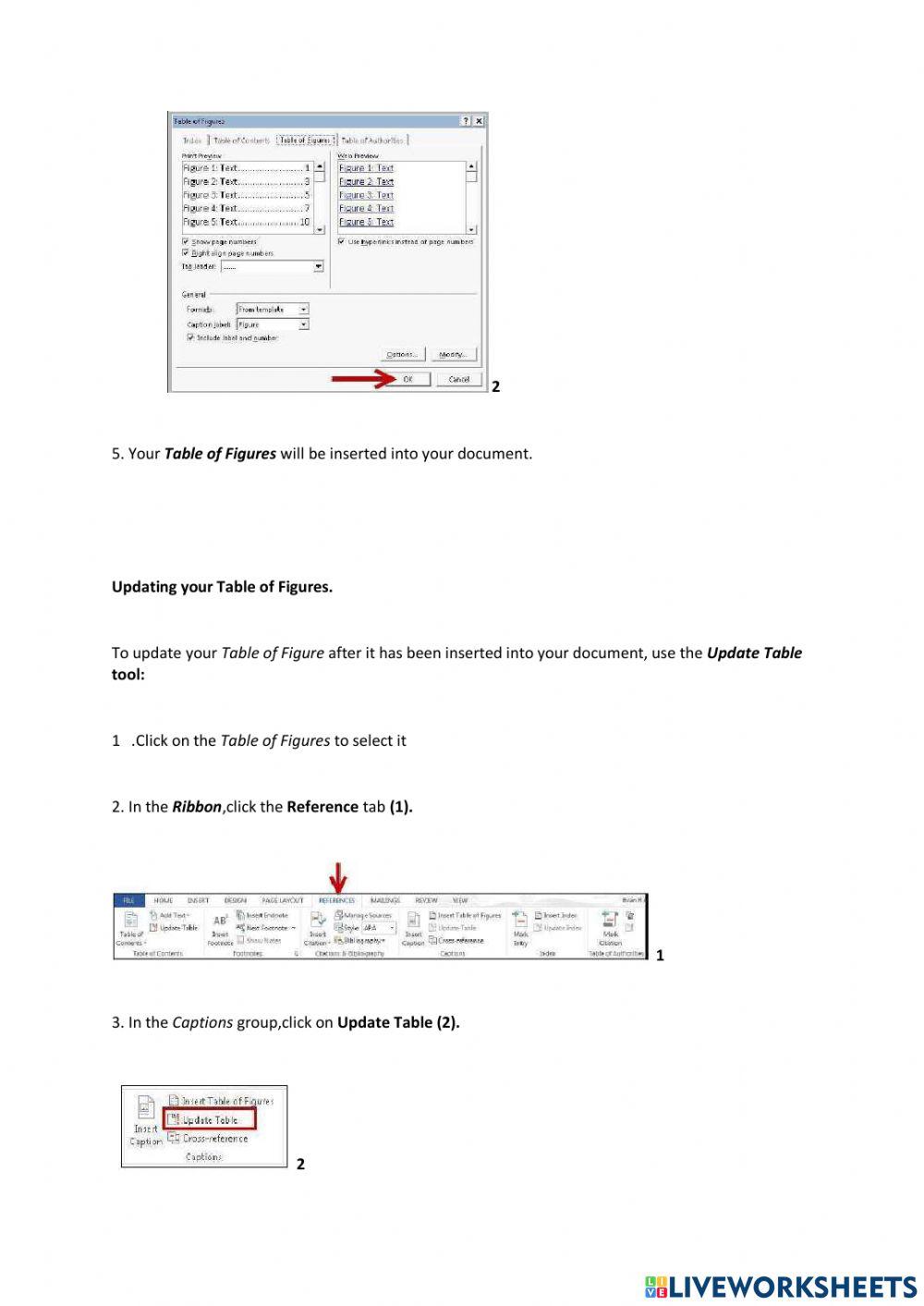 Lesson 5 Inserting Captions to Pictures or Tables  and Cross-Reference