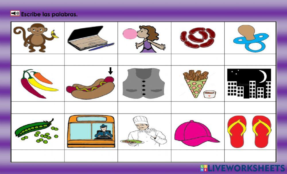 Ch: Escribe la palabra.