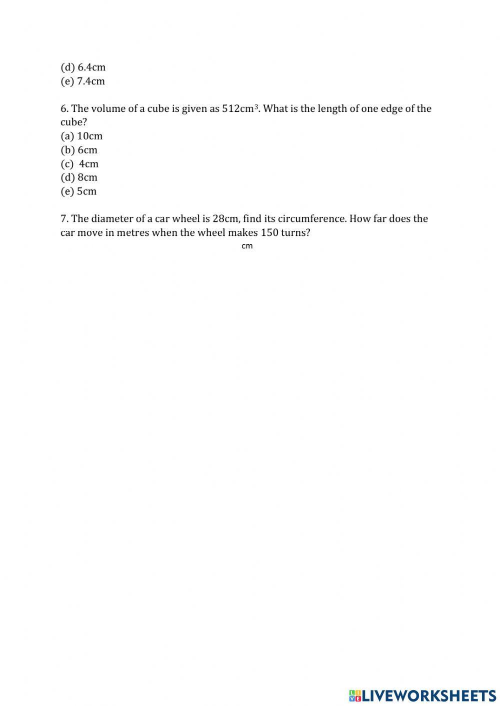 Area and Perimeter and Volume