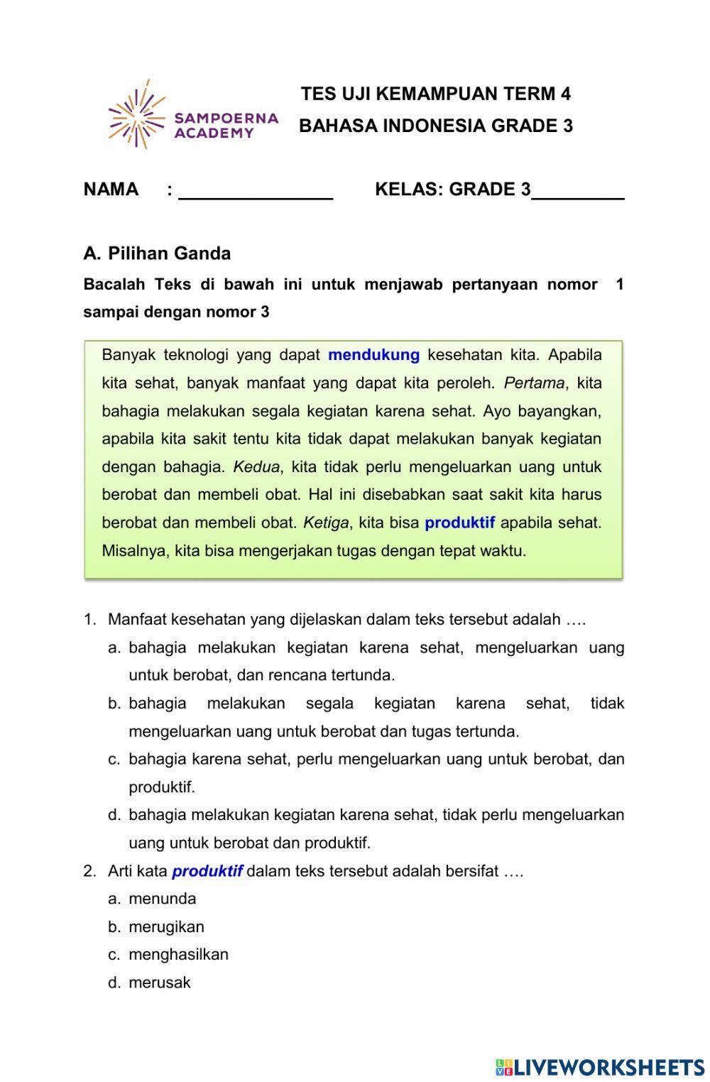 Tes Uji Kemampuan Bahasa Indonesia