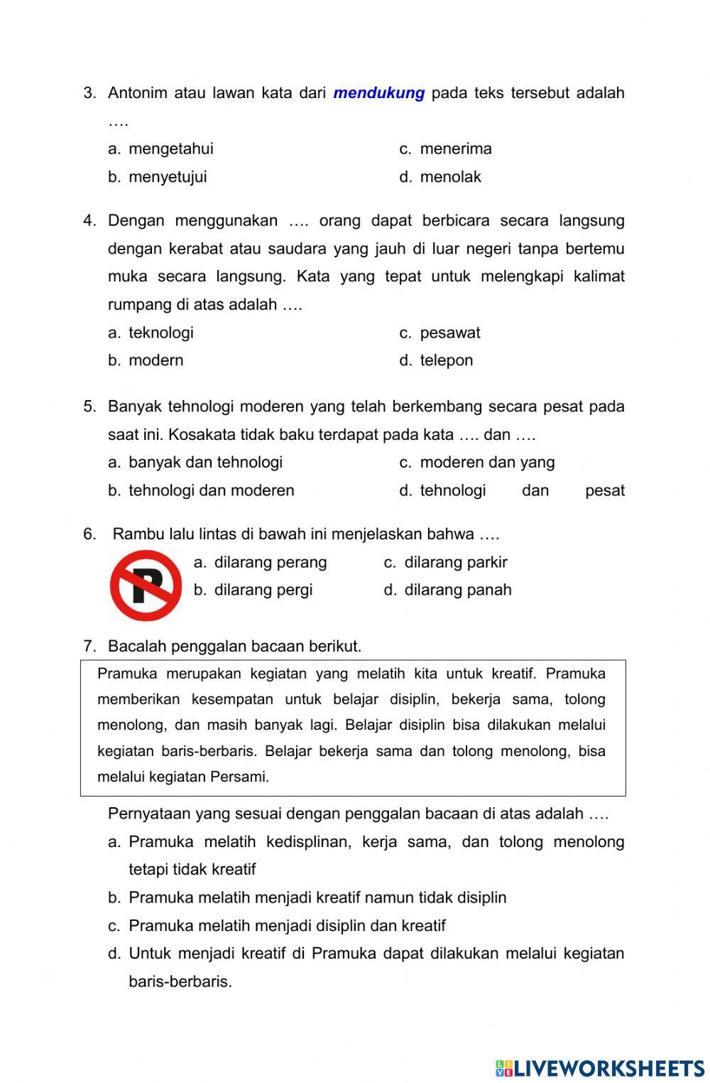 Tes Uji Kemampuan Bahasa Indonesia