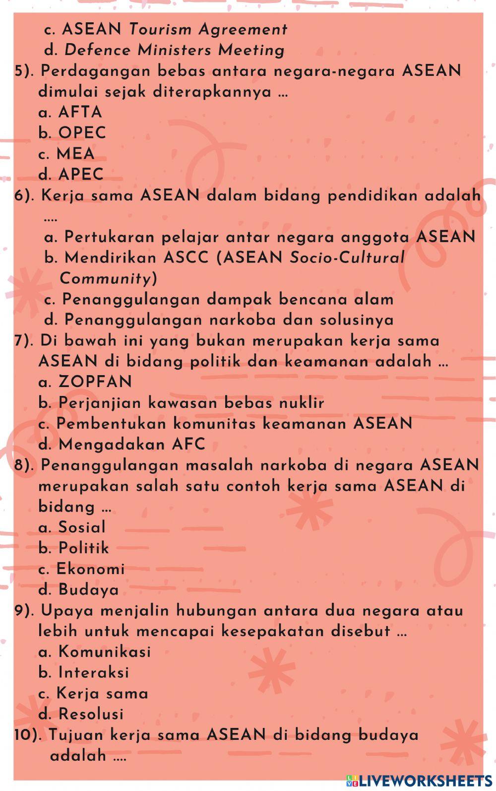 Kerja Sama Antar Negara di ASEAN