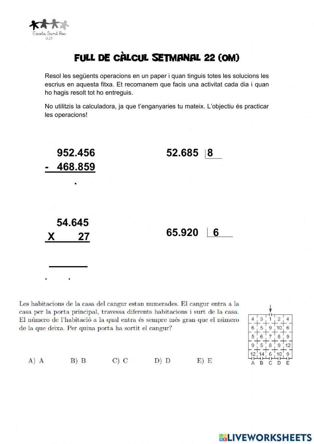 Full de càlcul 22(OM)