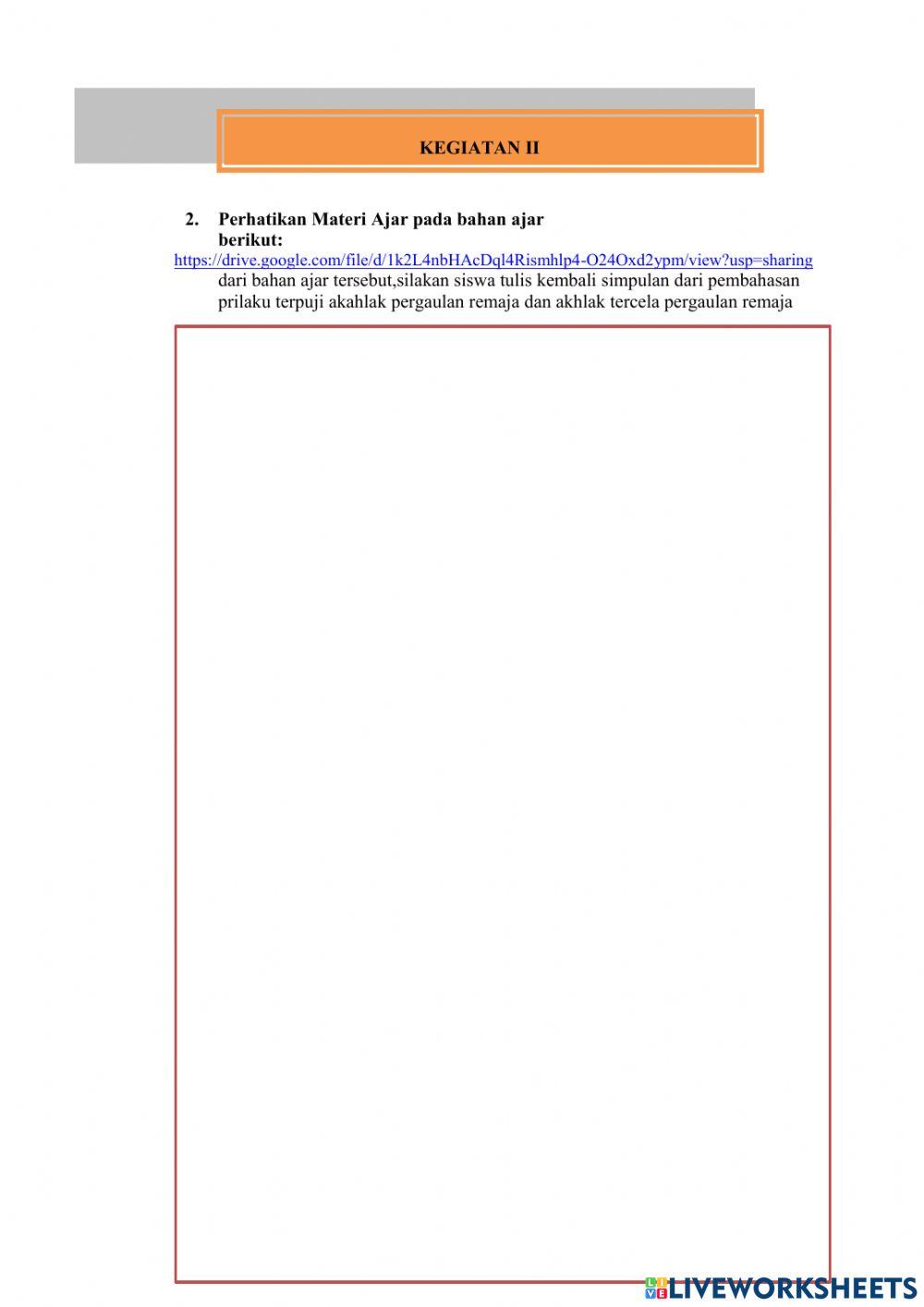 Lembar kerja peserta didik mapel akidah kelas xi