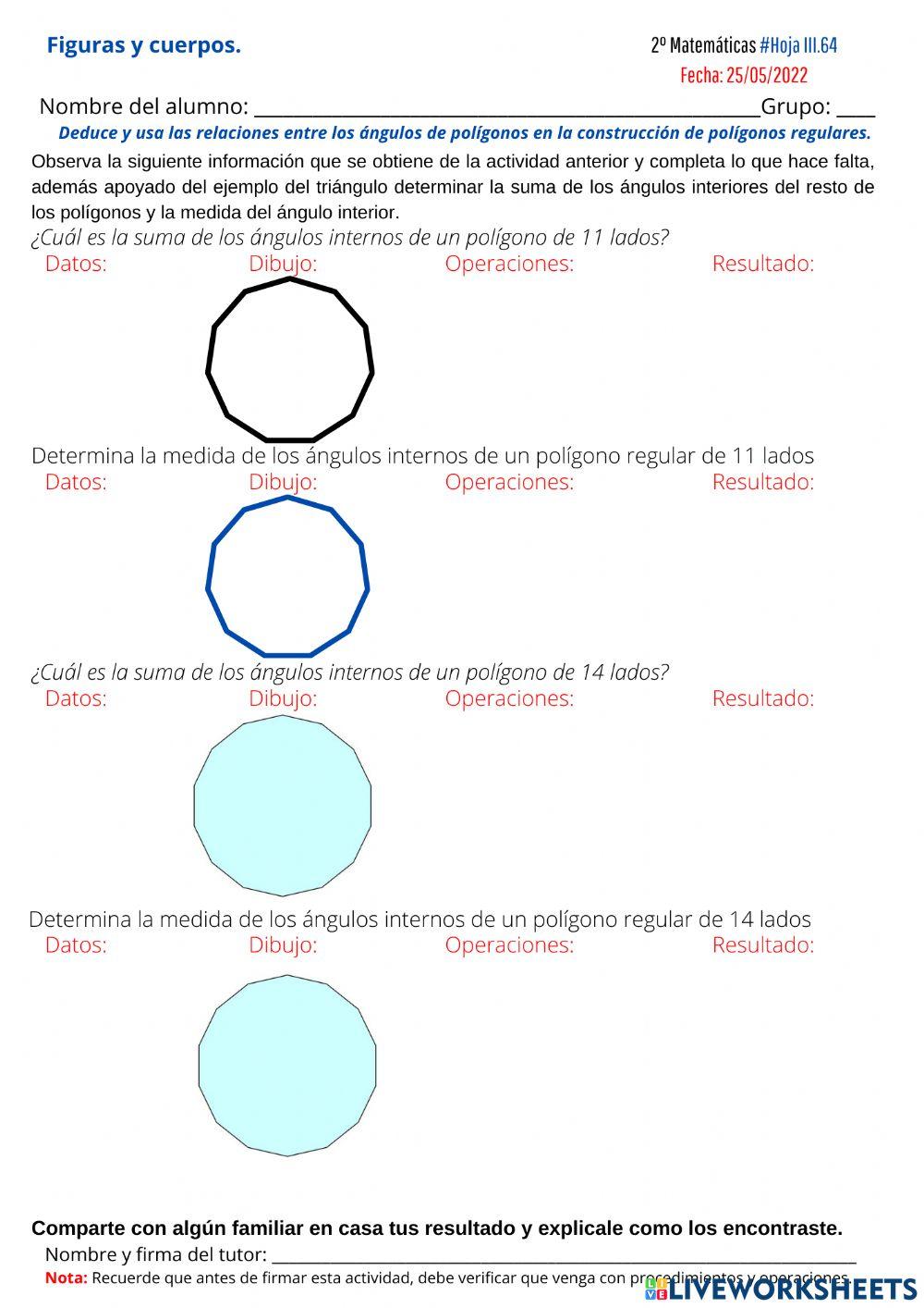 Figuras y cuerpos. Problemas hoja 64