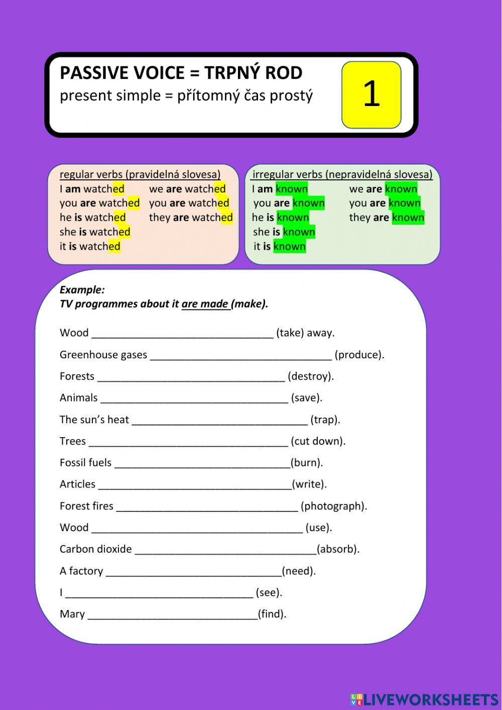 ANG 8 - PASSIVE VOICE 1 - present simple - psaní