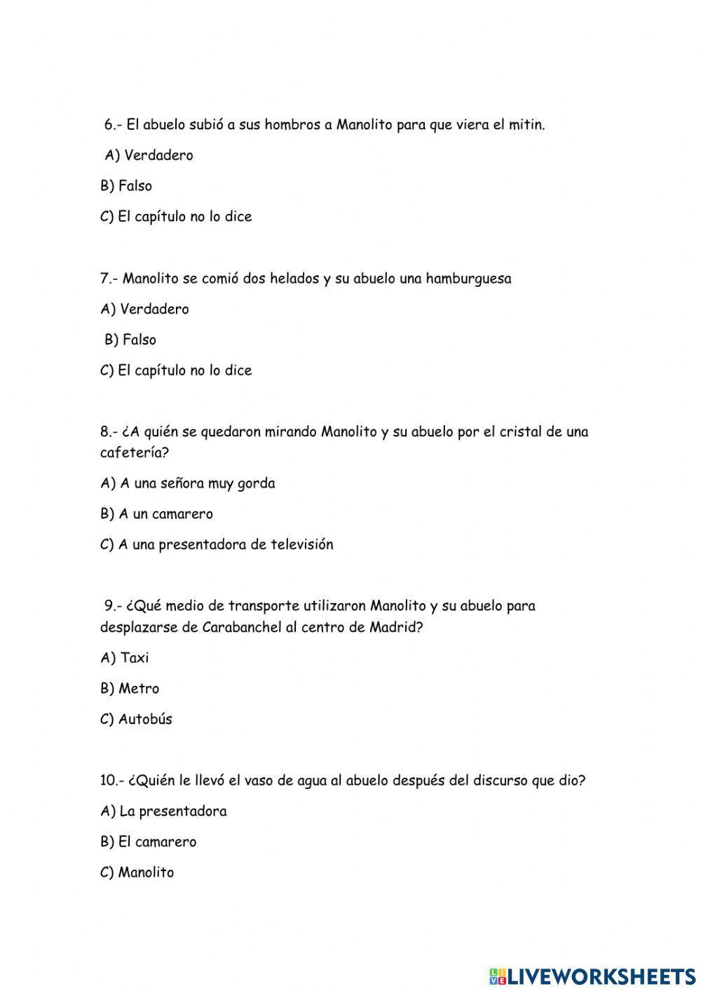 Test capítulo 2 manolito gafotas