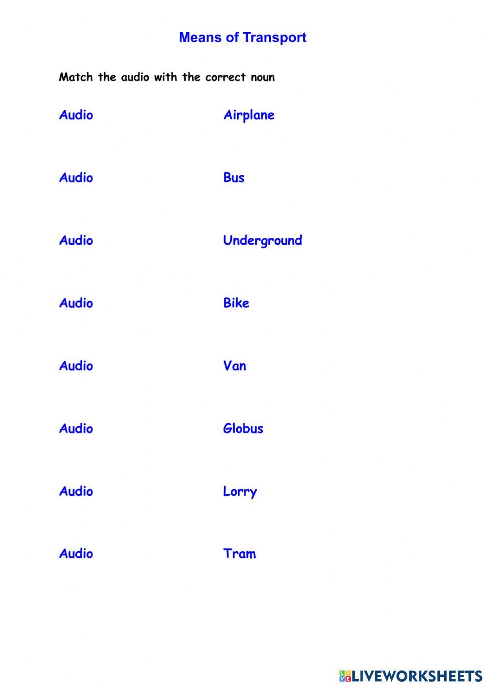 Means of transport pronunciation