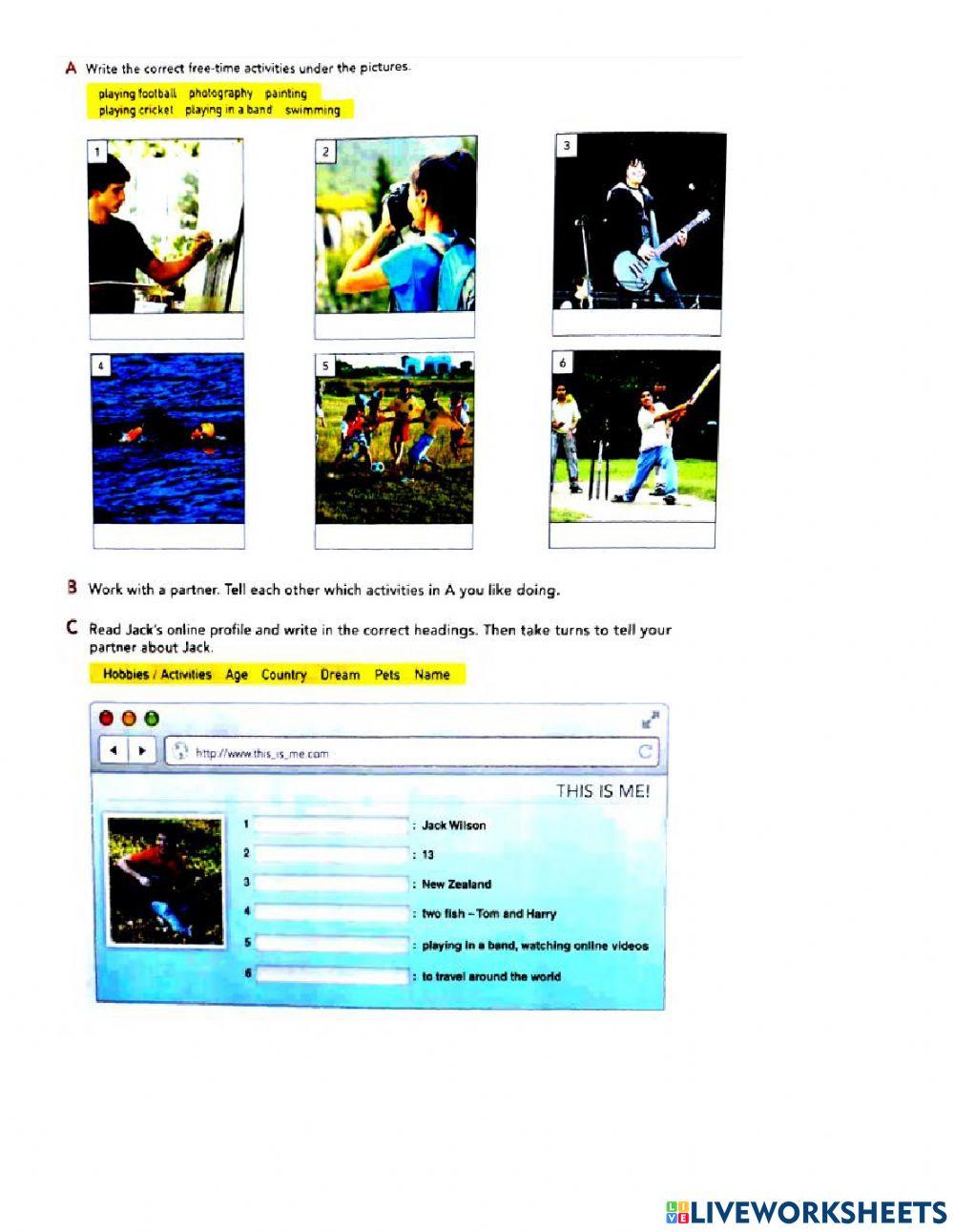 Personal infromation (Hobbies)