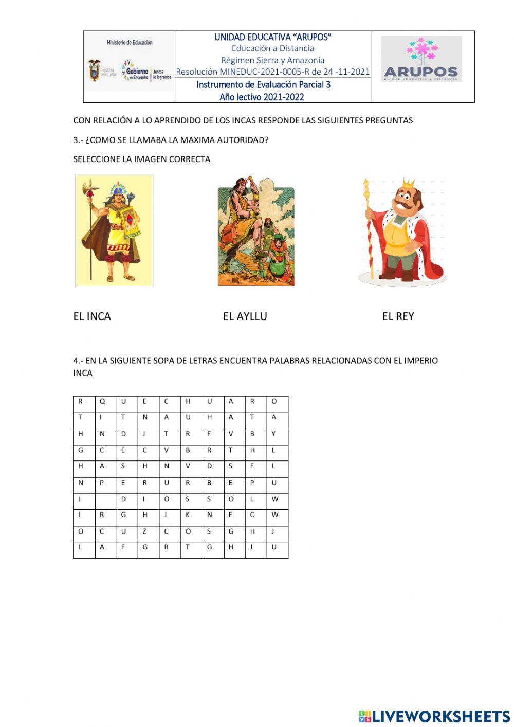 Evaluación quimestral ciencias sociales