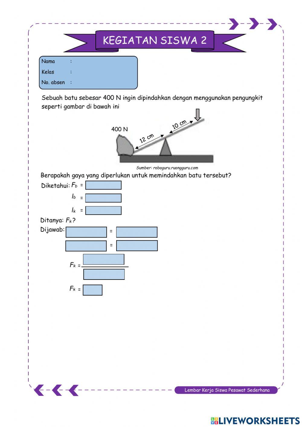 Lembar Kerja Siswa Pesawat Sederhana 1 (Revisi 2)