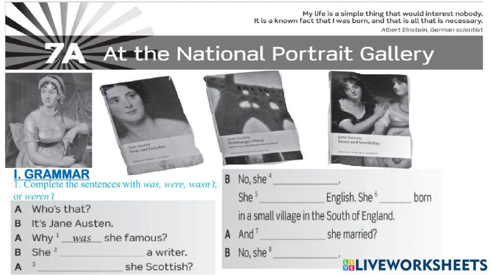 UNIT 7A: At the National Portrait Gallery