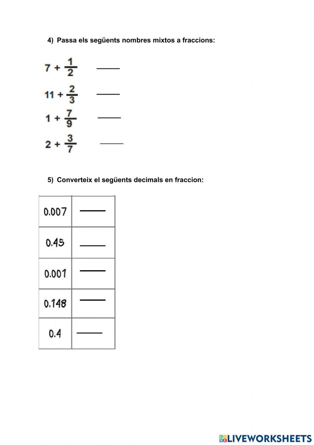 CONTROL MATES FRACCIONS 6è