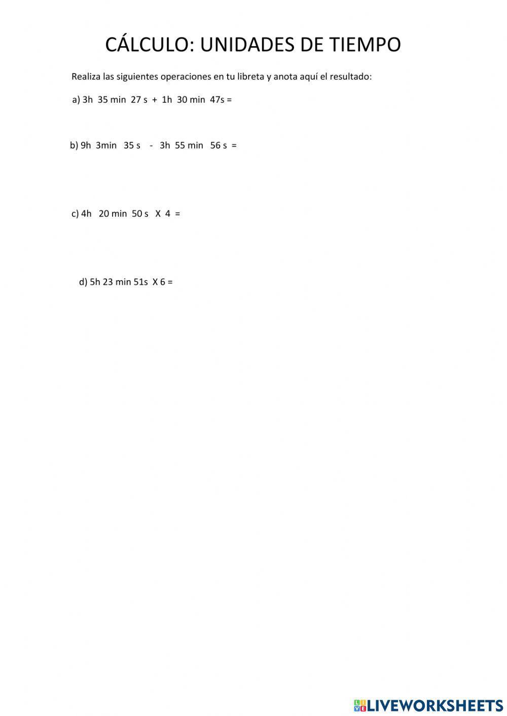 Cálculo unidades de tiempo