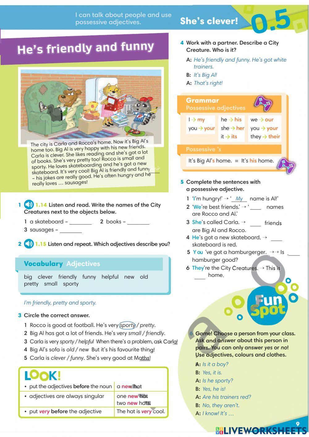 Go Getter 2 Unit 0.5 - Possesive adjectives, possesive nouns