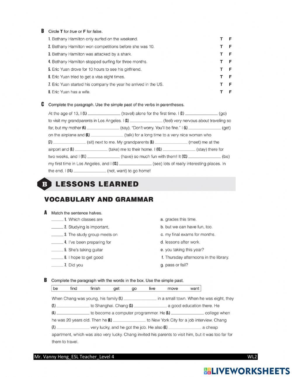 WL2 4th Edition Unit1 Quiz