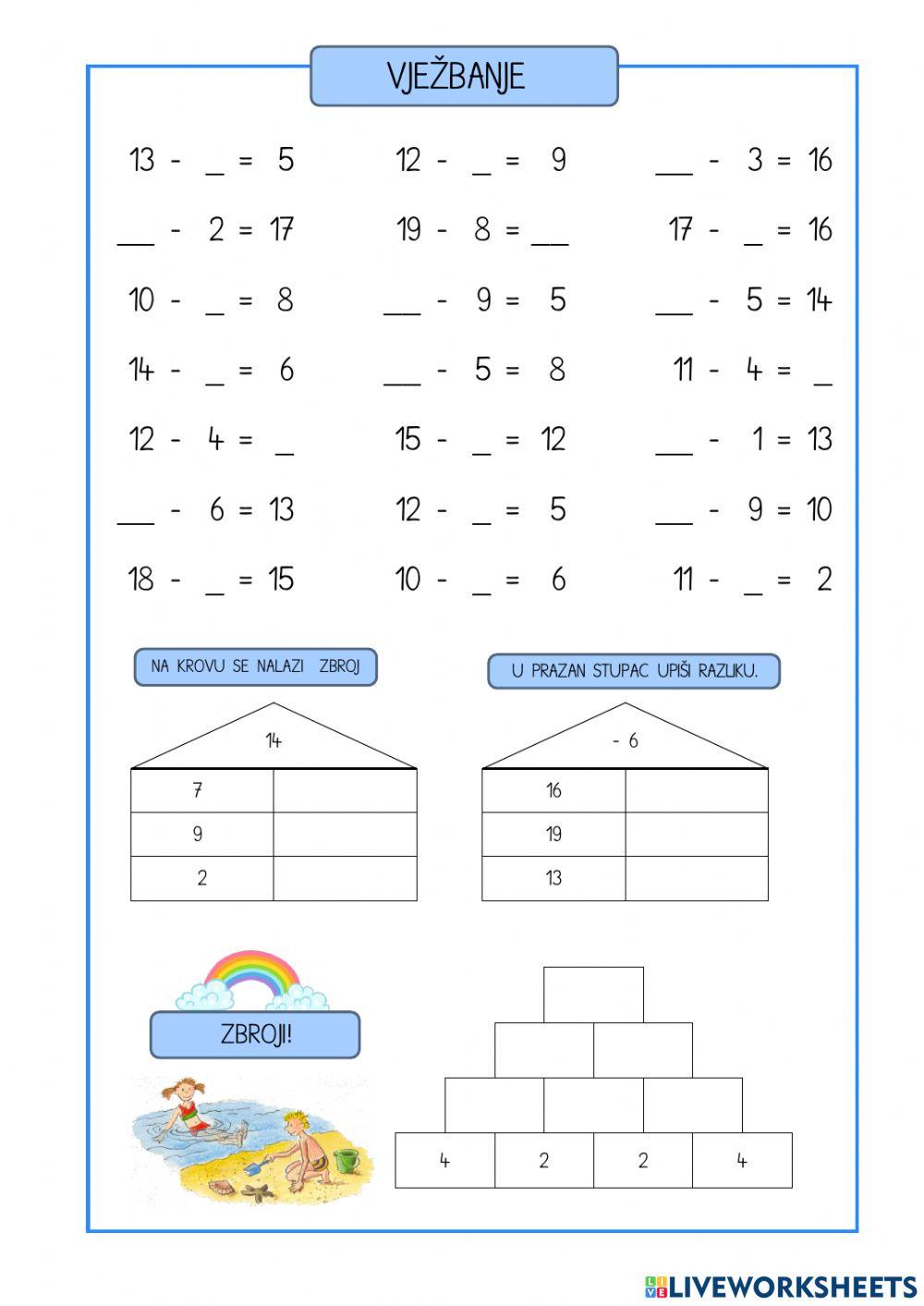 Zbrajanje i oduzimanje do 20