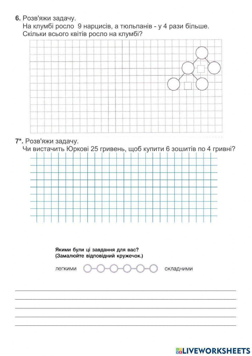 Тематична діагностувальна робота 8-Табличне множення і ділення