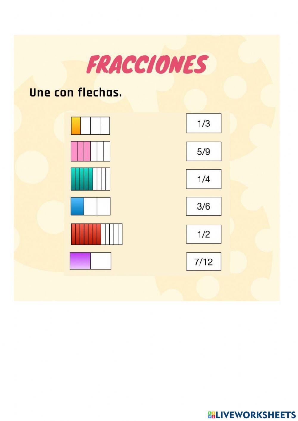 Unir con flechas las fracciones.