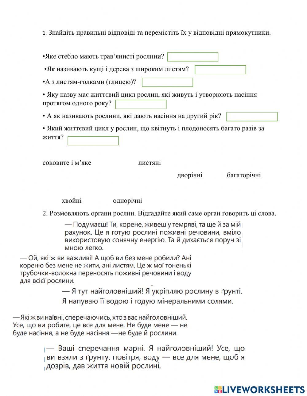 Будова рослин