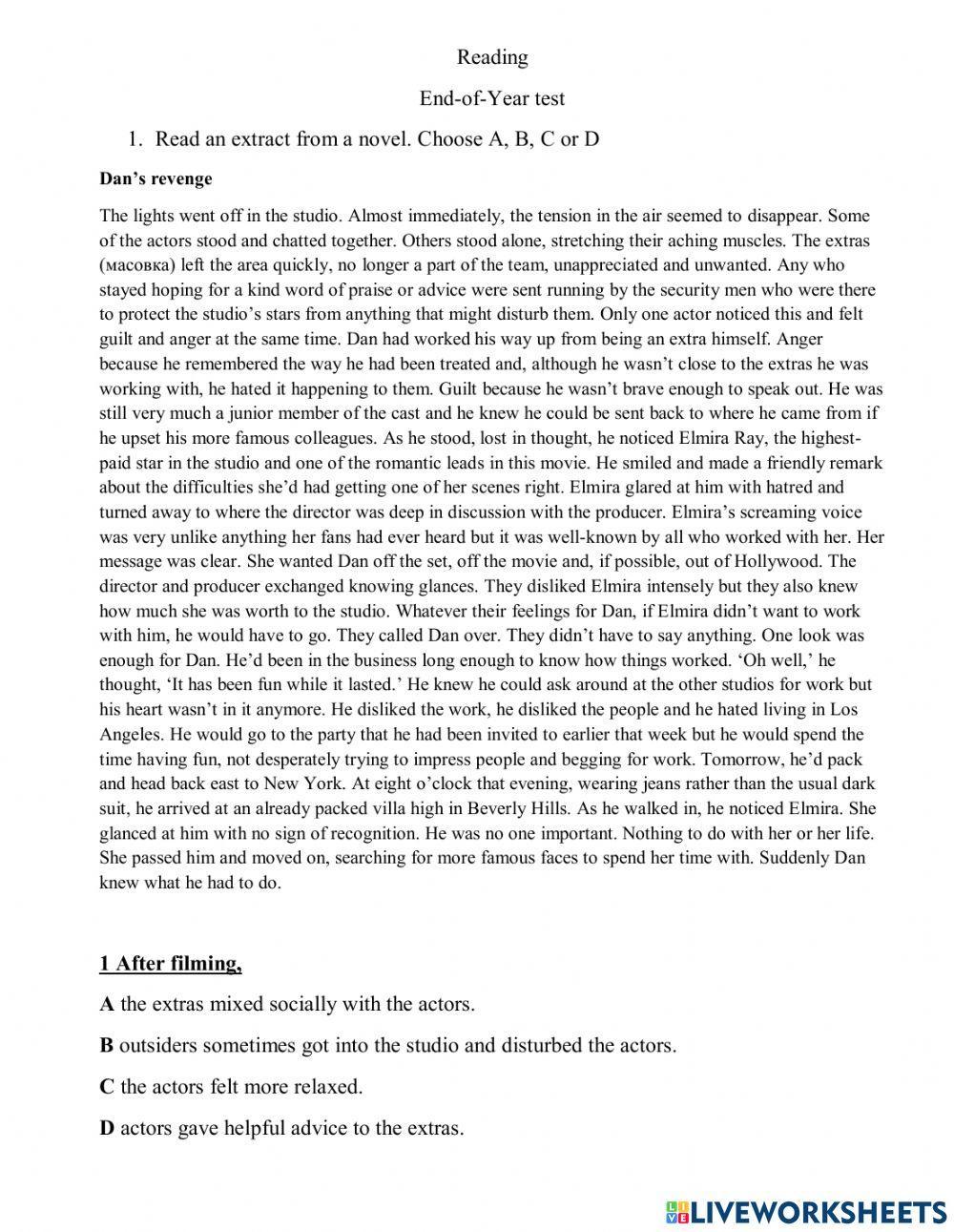 Reading End-of-Year test