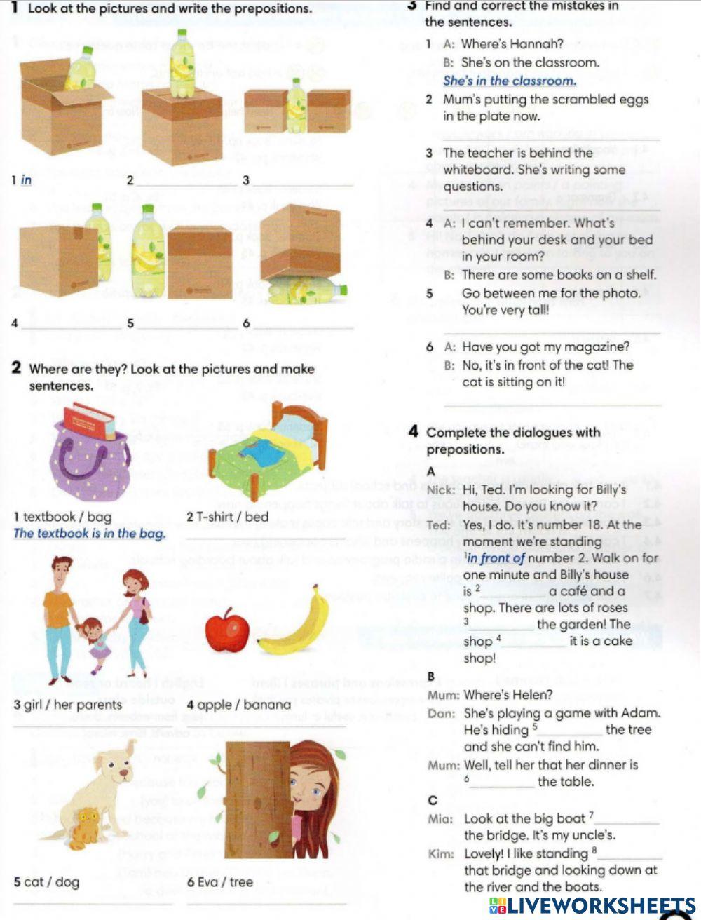 Place Prepositions WW1 U4 WB