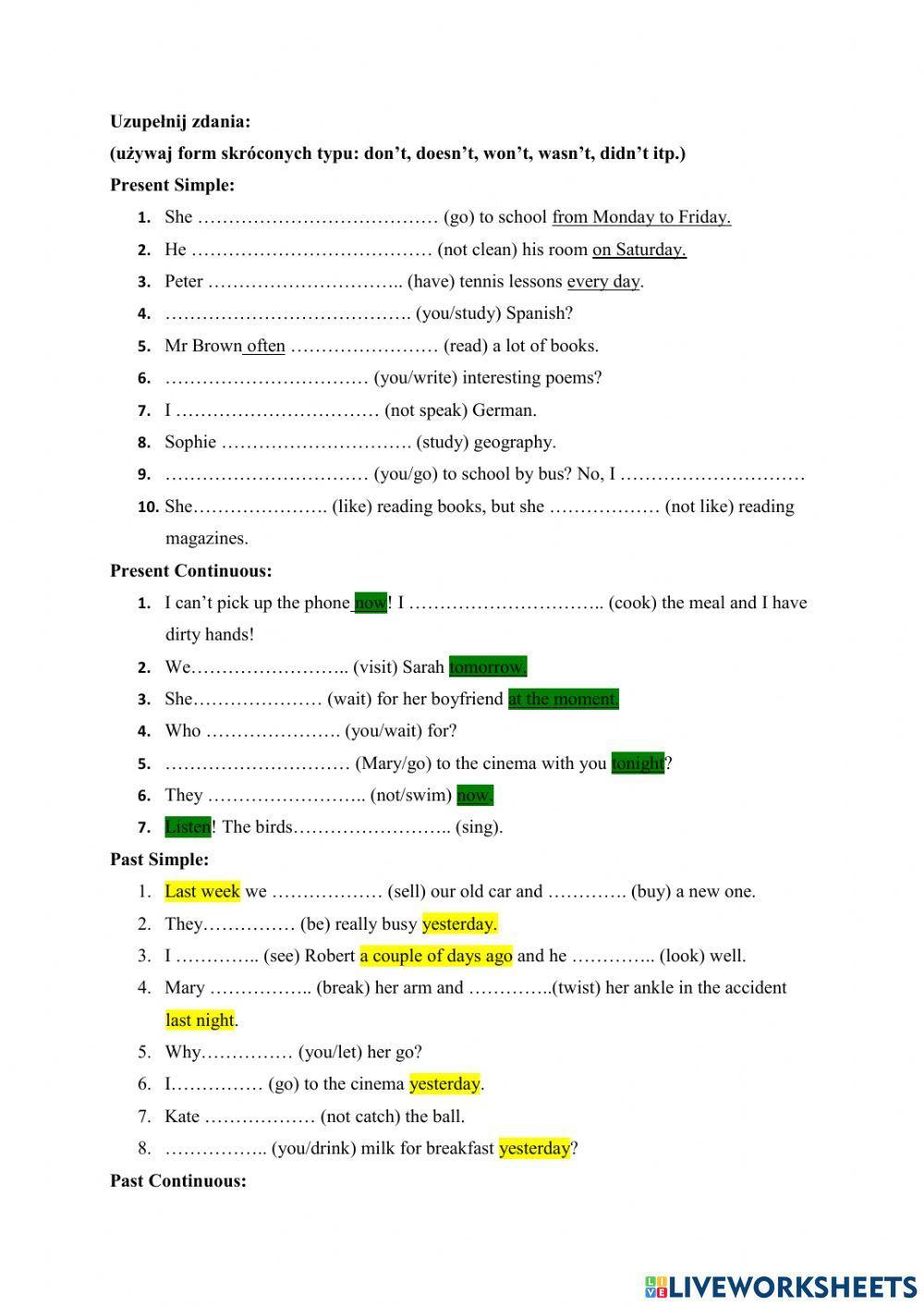 Czasy - powtórka do E8