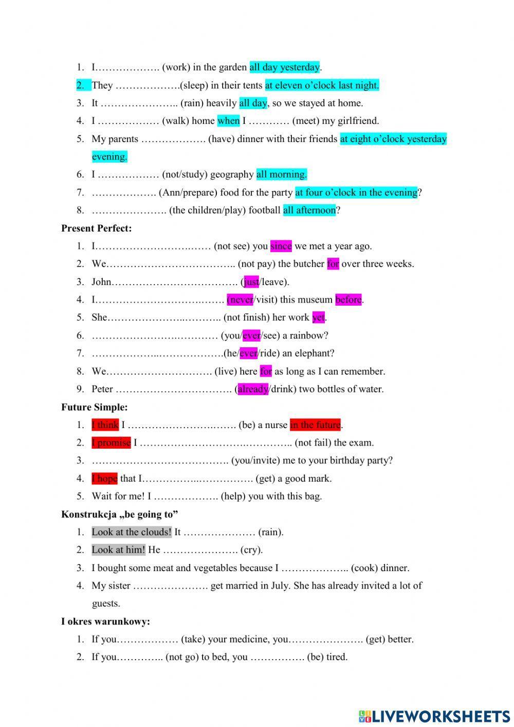 Czasy - powtórka do E8