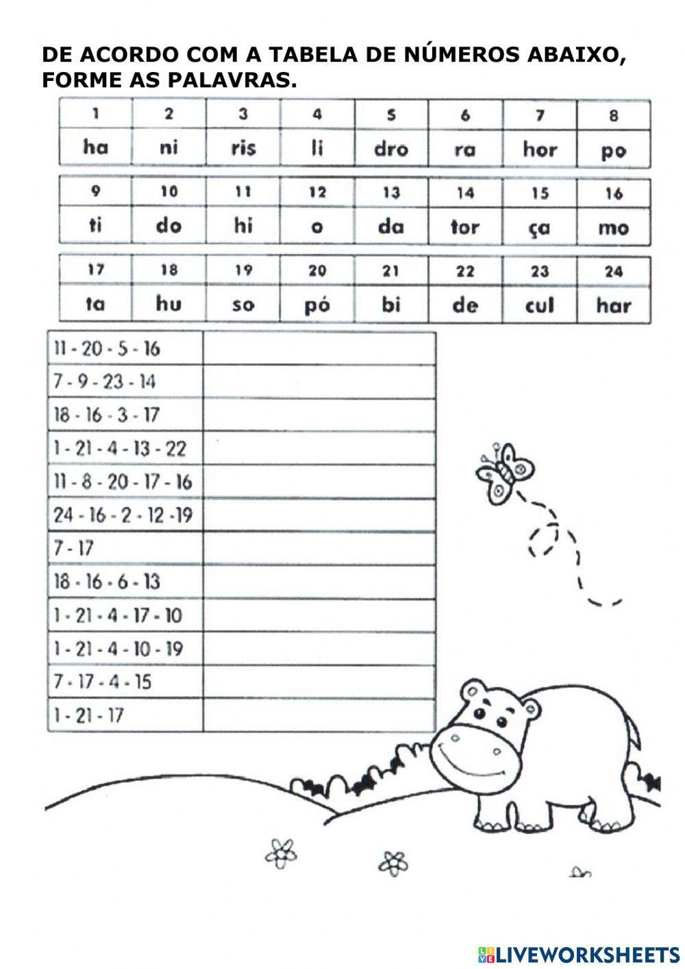 Formar palavras online activity for 1º AO 4º ANO | Live Worksheets
