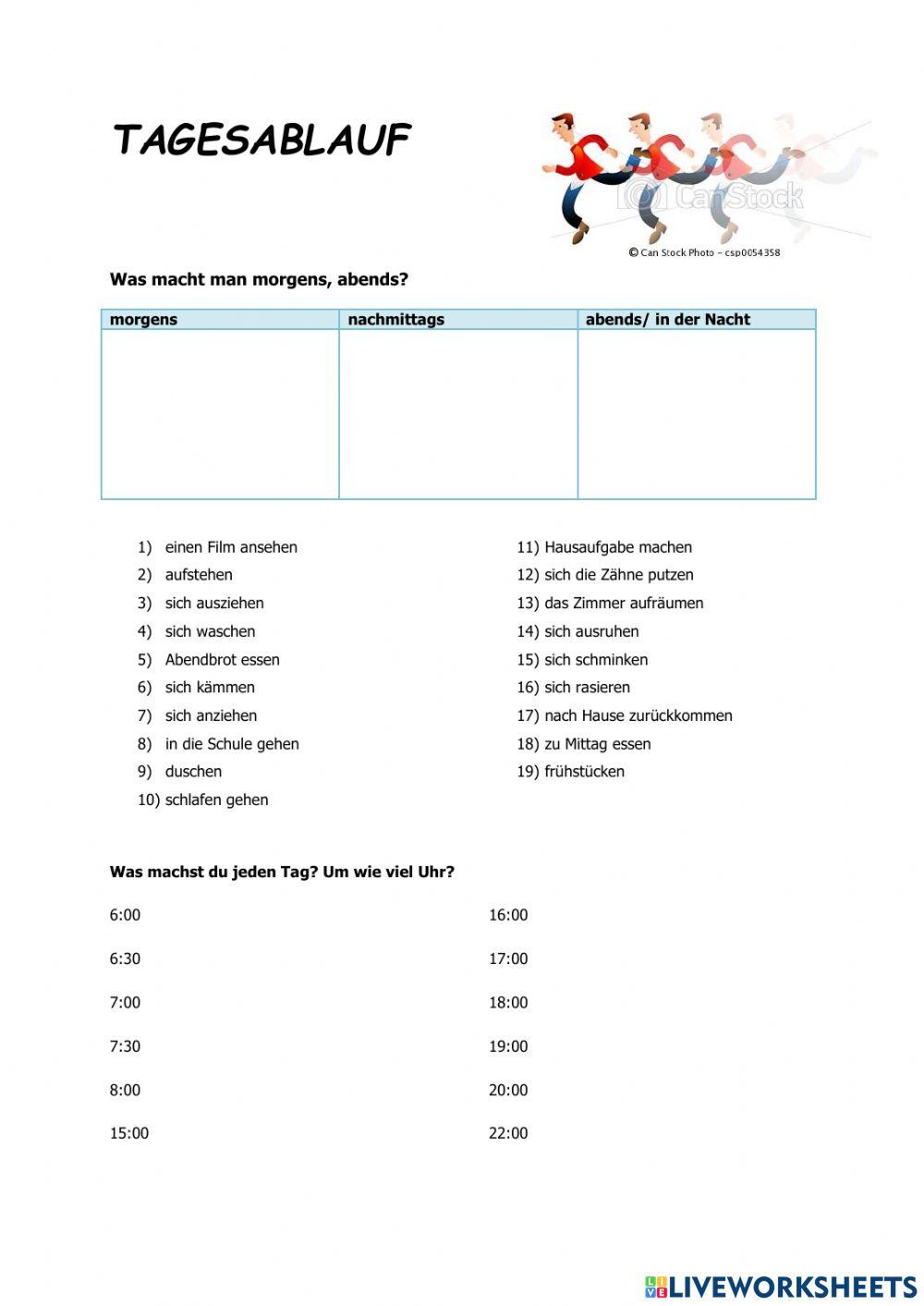 Perfekt - Tagesablauf