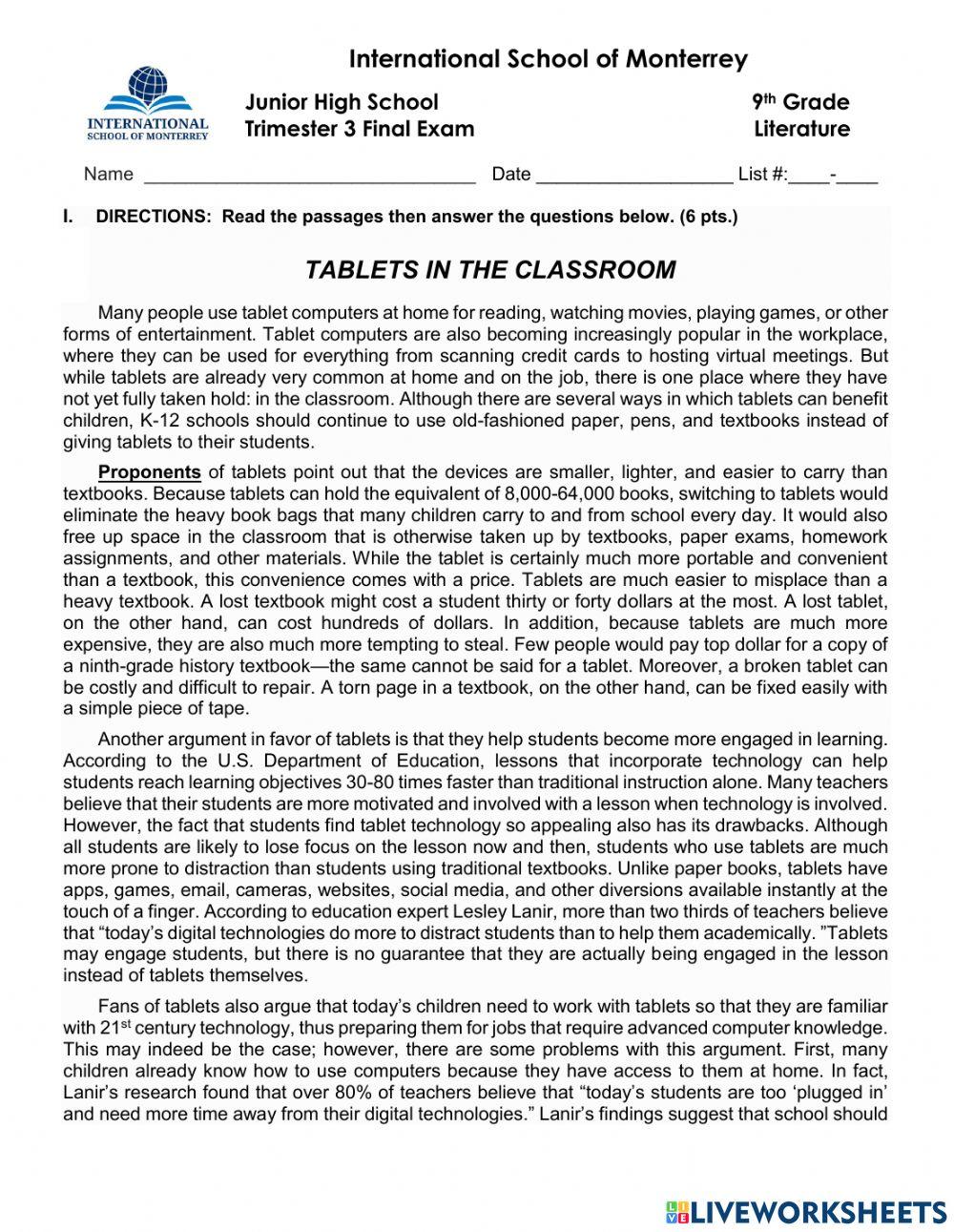 9-T3 Literature (2021-22)  30 qs