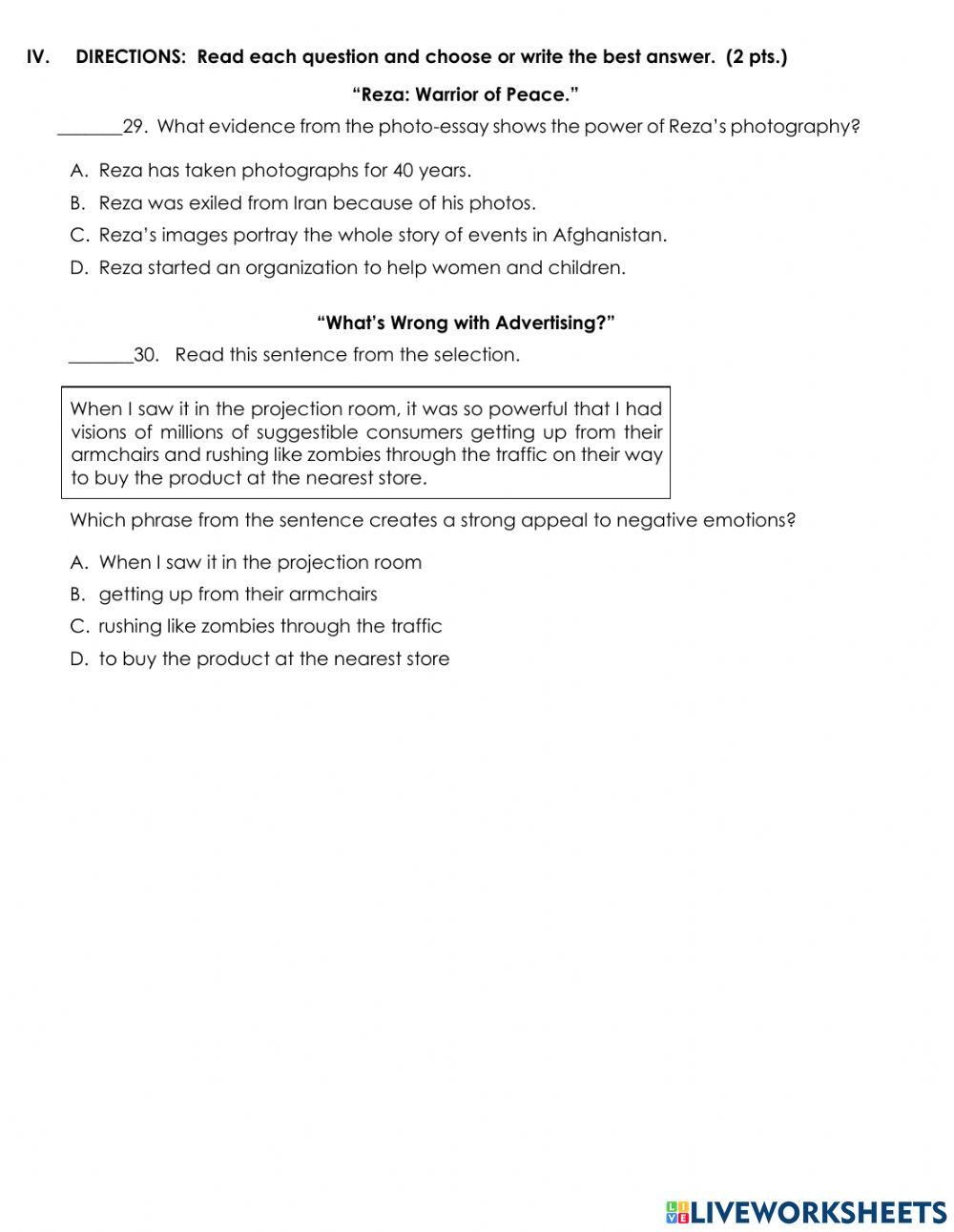 T3-8 Literature (2021-22) 30 qs