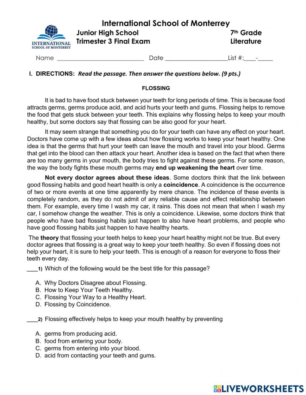 T3-7 Literature (2021-22) 30 qs