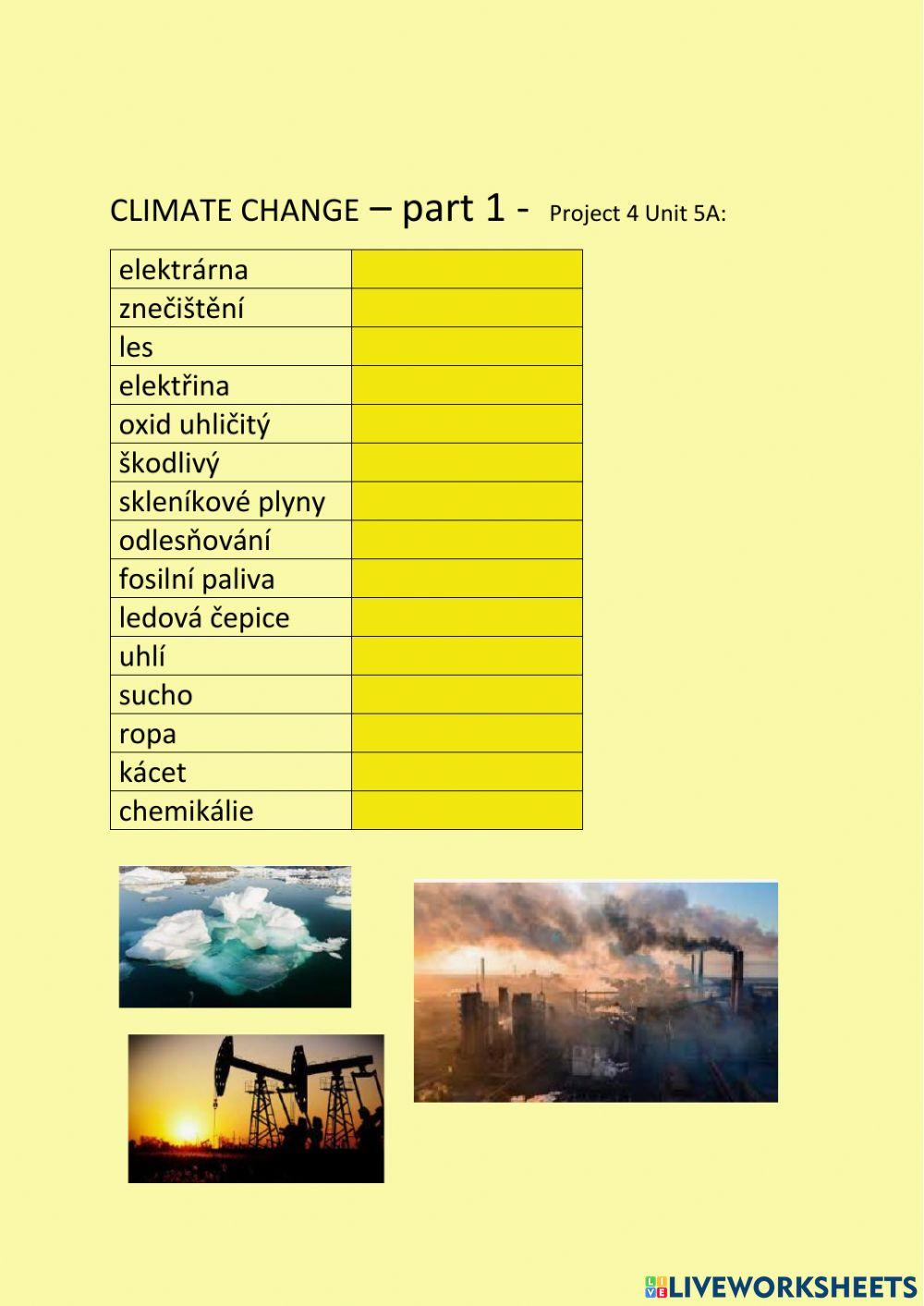 ANG 8 PROJECT 4 UNIT 5A - CLIMATE CHANGE - part1 - psaní