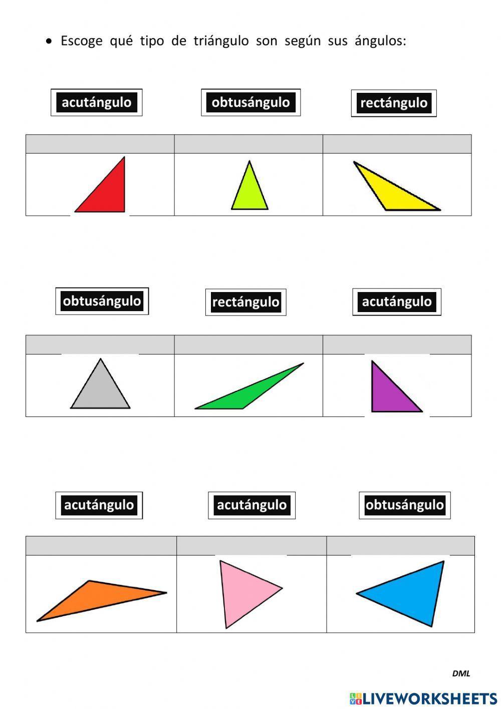 Los triángulos según sus ángulos DML