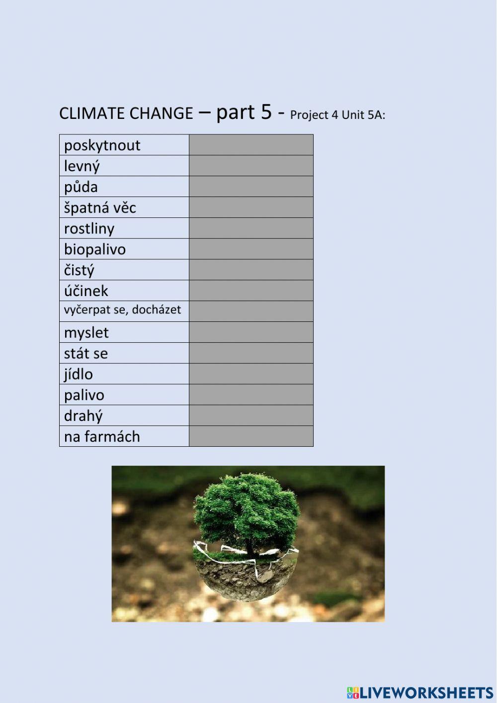 ANG 8 PROJECT 4 UNIT 5A - CLIMATE CHANGE - part5 - psaní