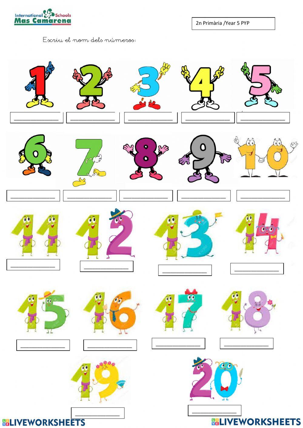 Números del 1 al 20