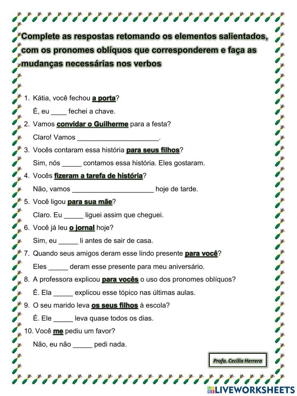 Pronomes oblíquos 2